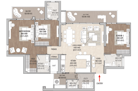2 BHK unit plan of Purva Estrella Lokhandwala Andheri West