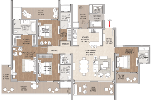 4 BHK unit plan of Purva Estrella Lokhandwala Andheri West