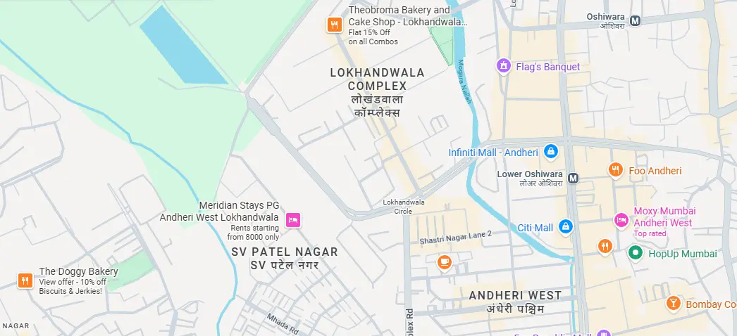 Location map and nearby landmarks of Purva Estrella Lokhandwala Andheri West project